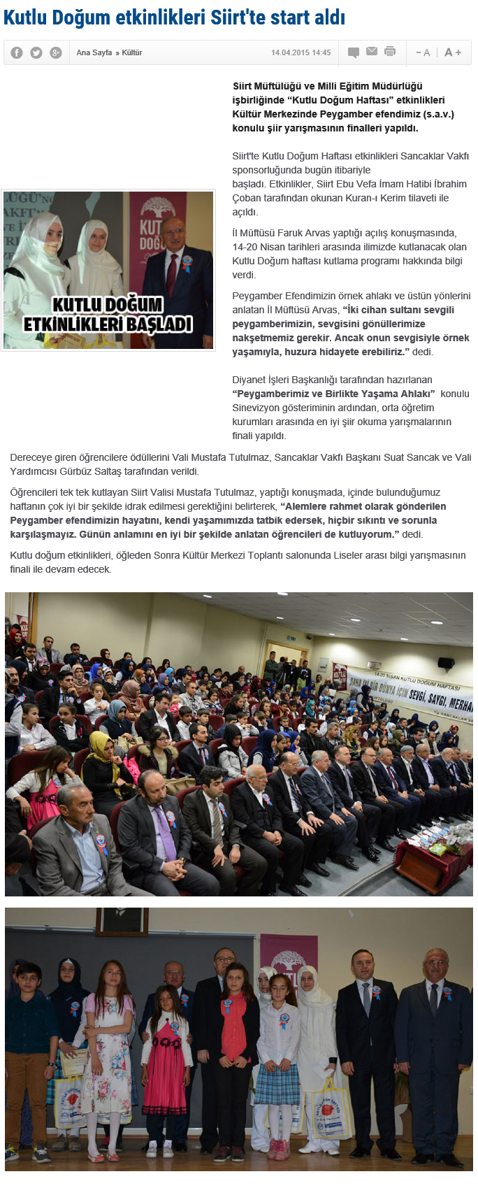 Siirt Kutlu Doum Haftas 2015
